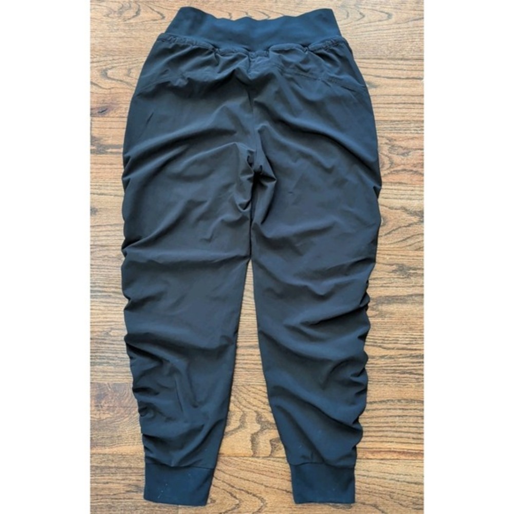 Athleta Attitude Lined Mid Rise Jogger Pant Black Size 2 Stretch Ruched Leg - Picture 7 of 8